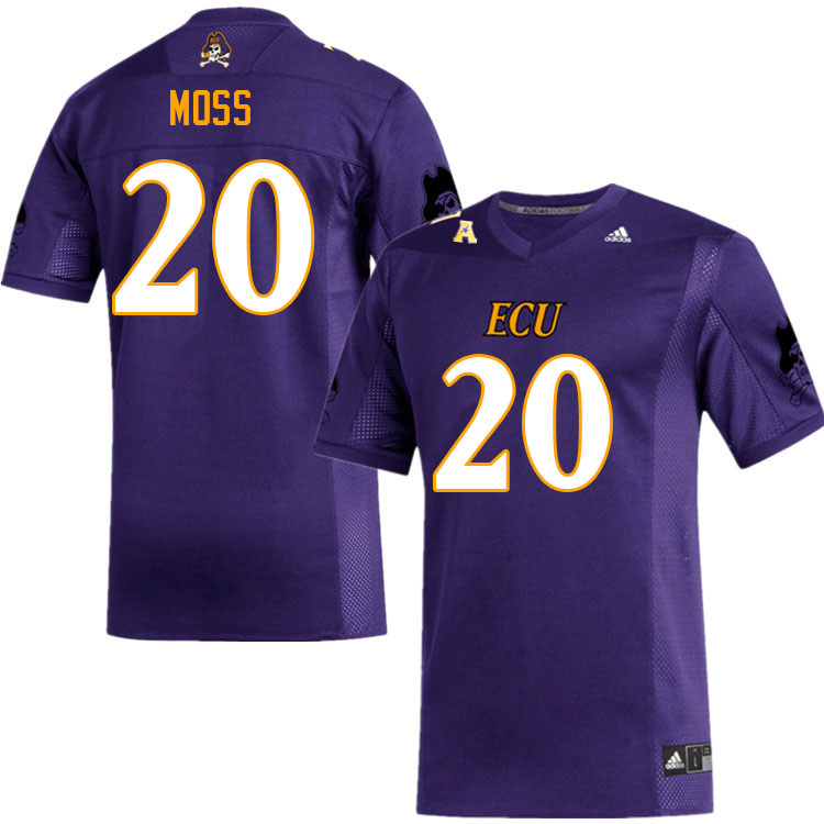 Men #20 Ty Moss ECU Pirates College Football Jerseys Sale-Purple - Click Image to Close